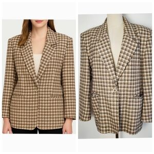 Vintage London Fog Collectables Houndstooth Single Breast Blazer Jacket